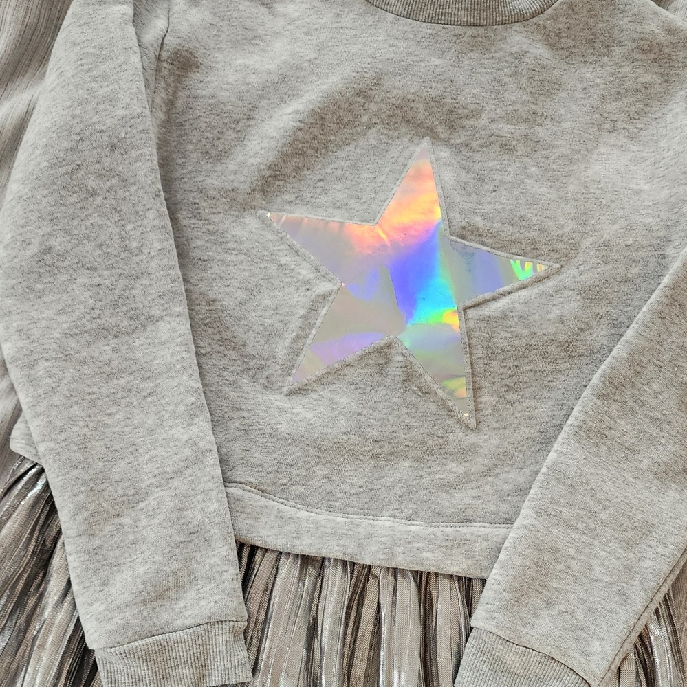 Gray Sweatshirt with Holographic Star